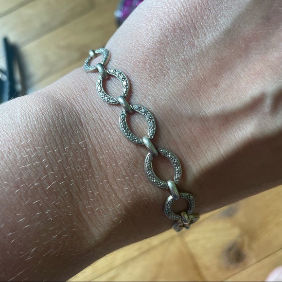 925 SILVER GOLD PLATE OVAL LINK BRACELET - Picture 2 of 6